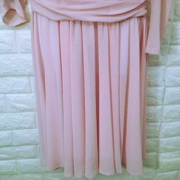 Vintage 90s Abby Kent Cocktail Dress -10 Ruched Crepe Embellished Fullskirt Pink - Picture 11 of 11